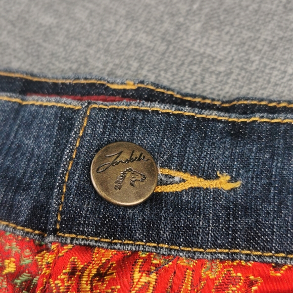 Jordache Vintage Jean Size 11 / 12 and satin skirt Red Gold Blue retro - Picture 5 of 15